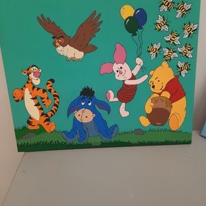LARGE whinnie the poo and friends canvas hand Painted